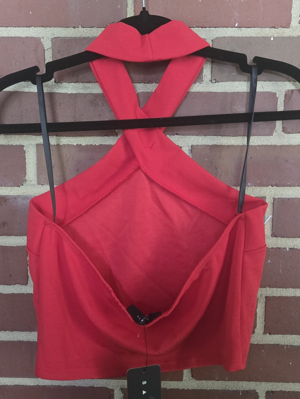 21 Saints Red Criss Cross Halter Crop Top XL NWT Boho Festival Anthro Vibe - Picture 3 of 4